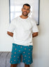 Men Summer Pajama set Off White T-shirt + Football Short